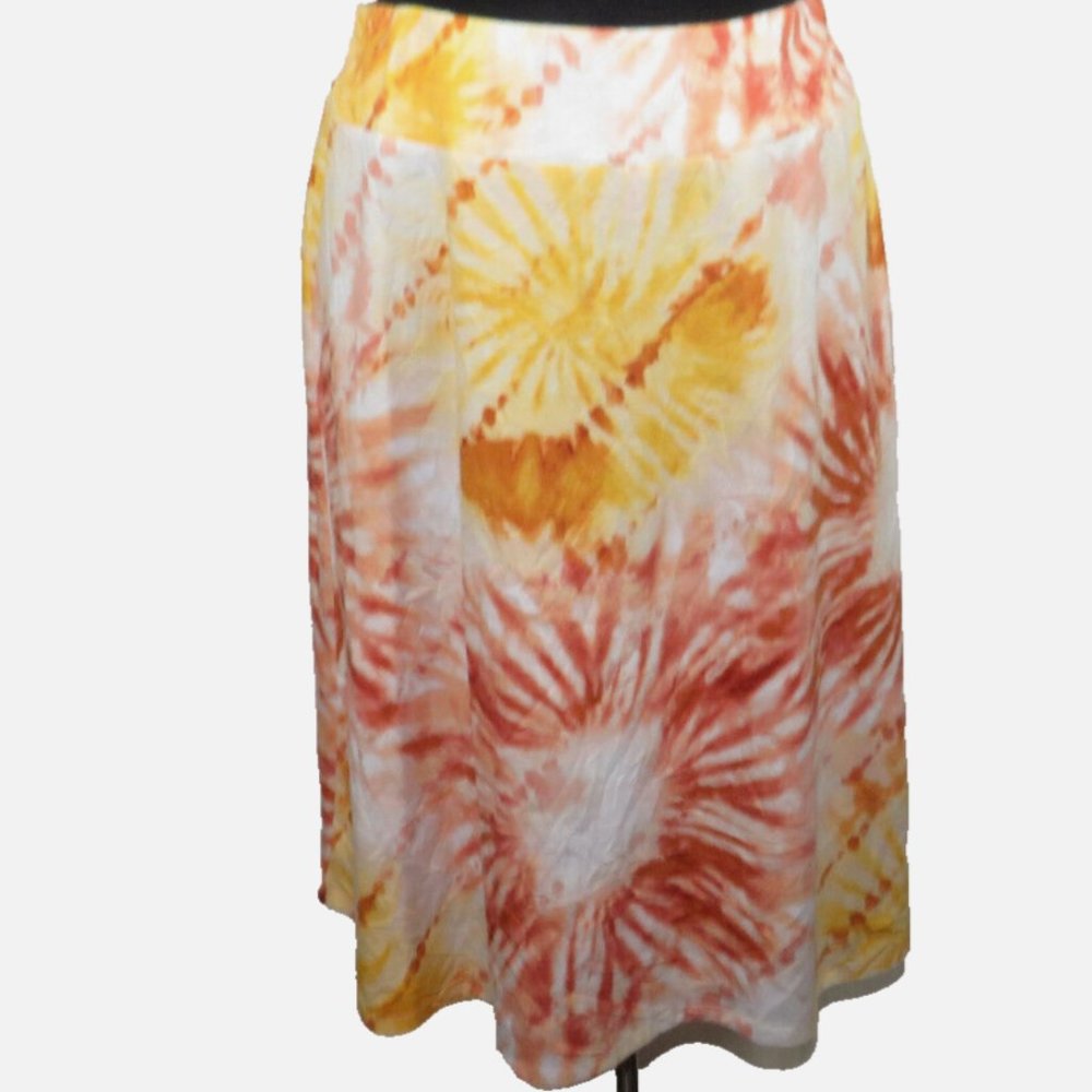 Cato Women's Rust Orange Multi Tie Dye Skirt Plus Size 14-16 - Picture 7 of 11